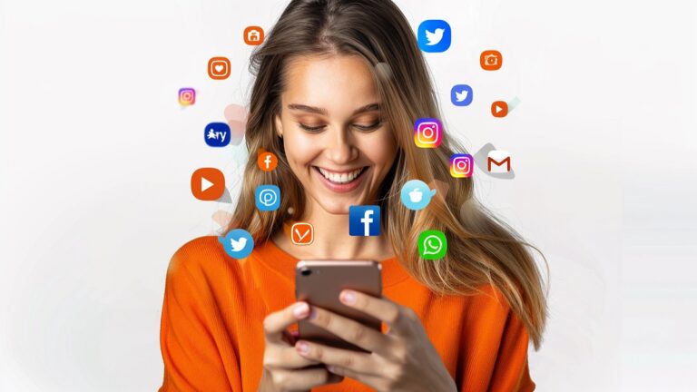 una mujer comprobando las notificaciones del teléfono móvil