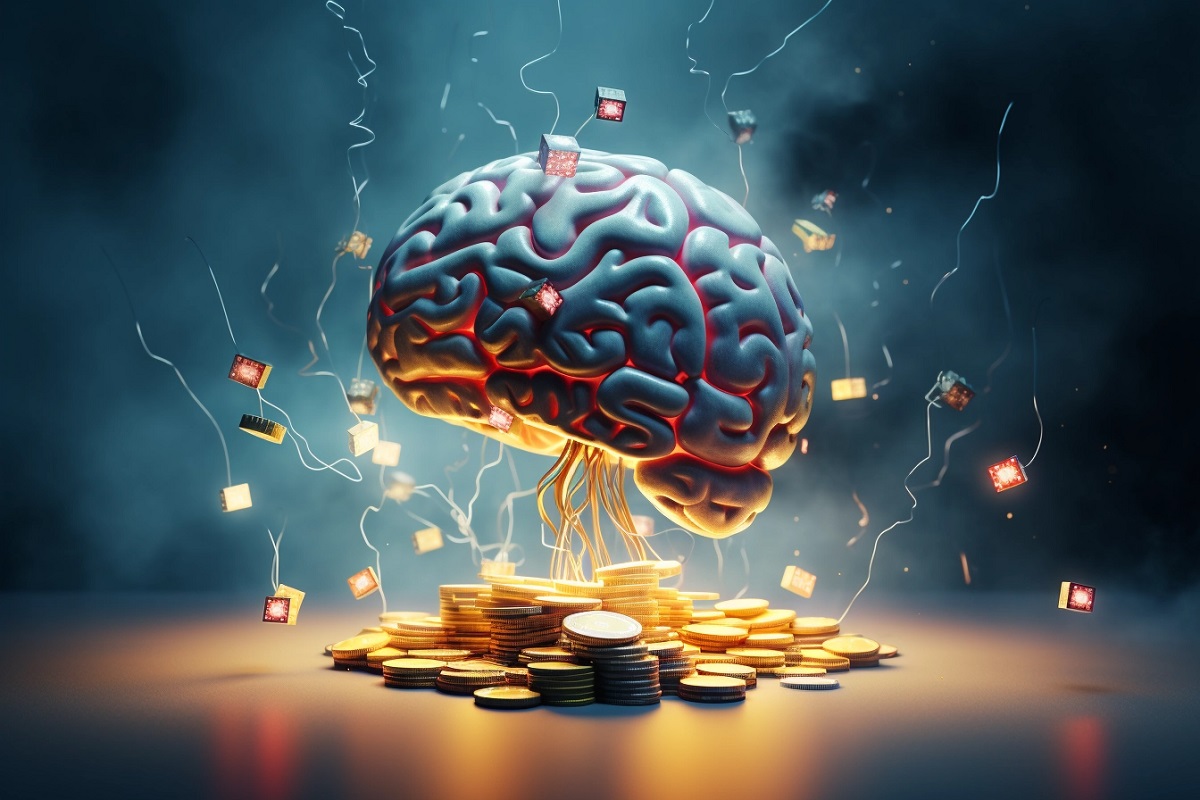 Composición ilustrada del cerebro y su relación con la ludopatía