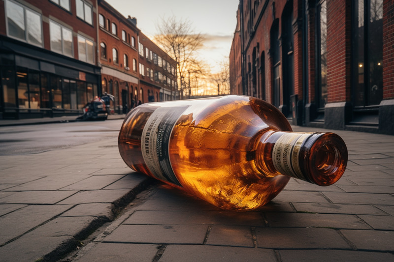 Una botella de alcohol junto al centro Ivatad en Valencia