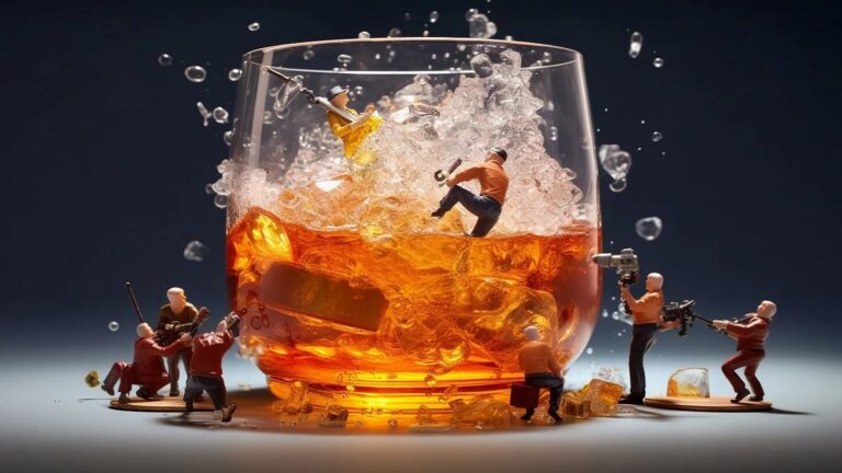un grupo de personas intentando ayudar a un familiar alcohólico