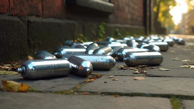 restos de envases de óxido nitroso o gas de la risa en la calzada