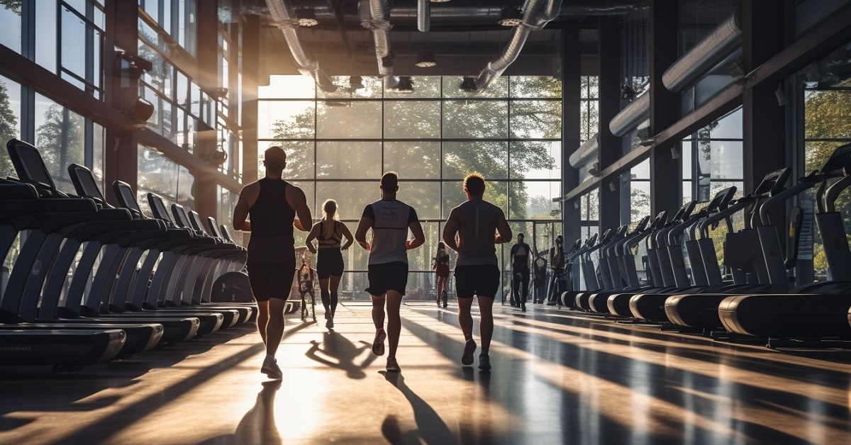 Varias personas haciendo deporte en el gimansio de una clínica de desintoxicación