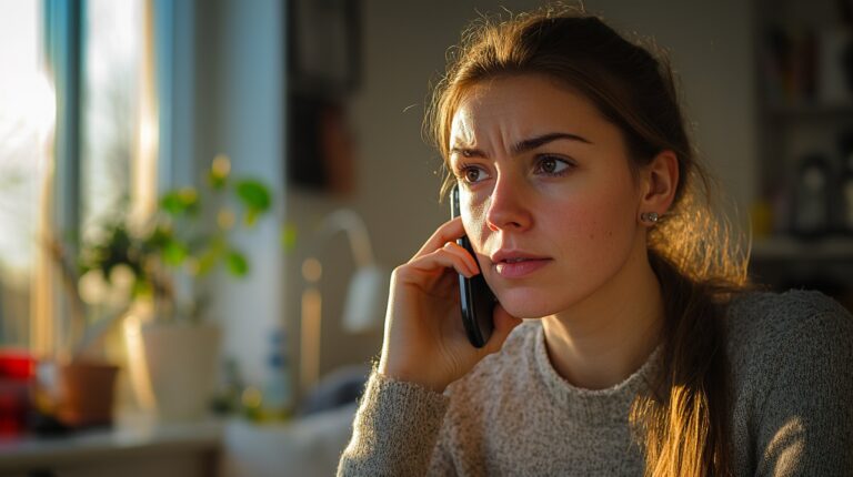 Mujer hablando por teléfono. Preguntas frecuentes sobre tratamientos de adicciones.