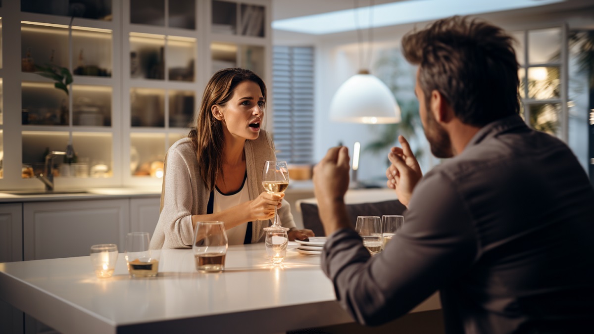 Una persona alcohólica discutiendo con su pareja