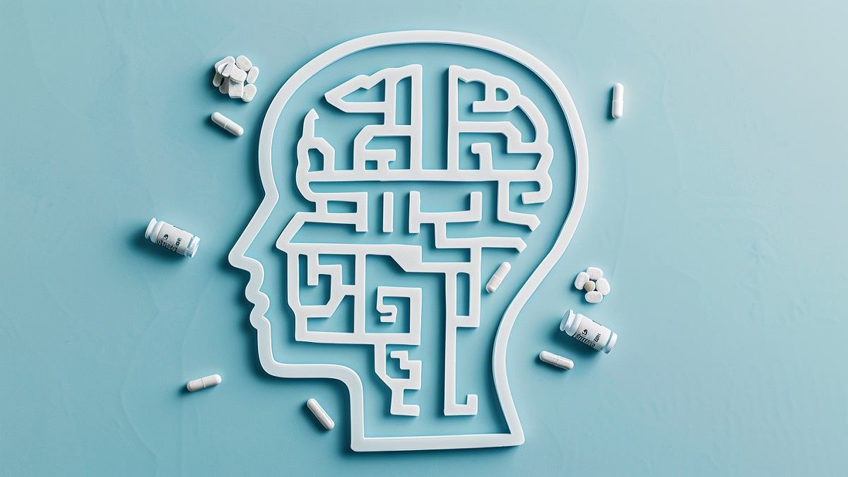 Silueta del cerebro humano y su relación con las adicciones.